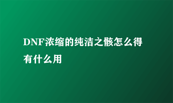 DNF浓缩的纯洁之骸怎么得 有什么用