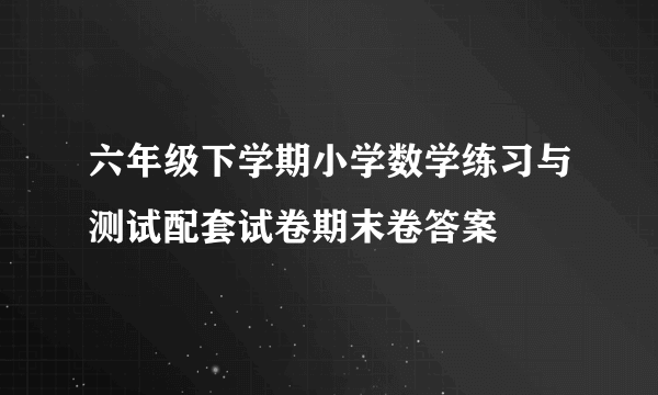 六年级下学期小学数学练习与测试配套试卷期末卷答案