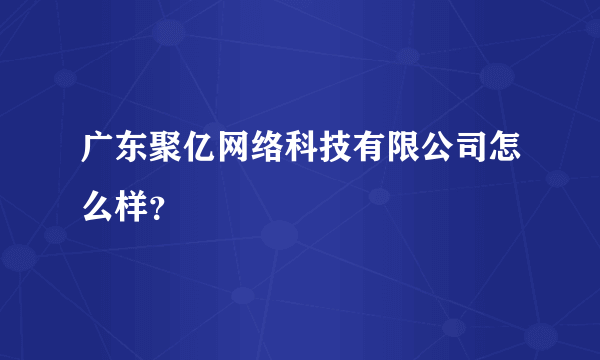 广东聚亿网络科技有限公司怎么样？