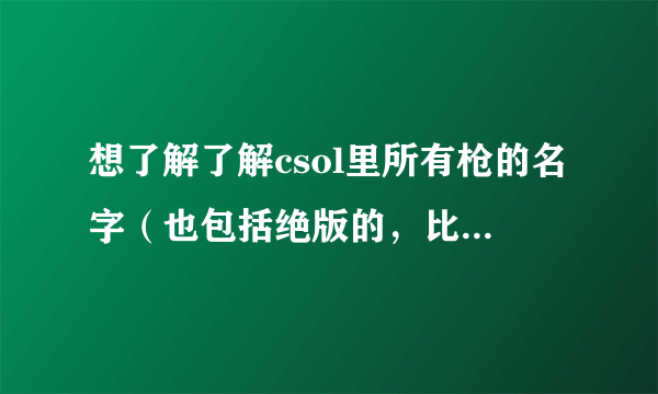 想了解了解csol里所有枪的名字（也包括绝版的，比如战月灵弦,听说还有把绝版的散弹，官方上找不到的)谢谢