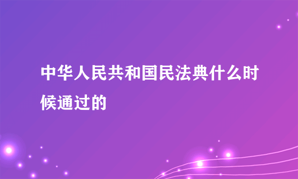 中华人民共和国民法典什么时候通过的