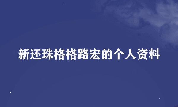 新还珠格格路宏的个人资料