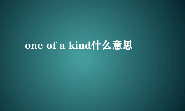 one of a kind什么意思