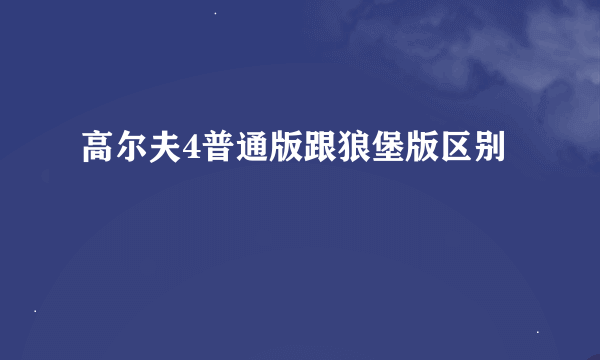 高尔夫4普通版跟狼堡版区别