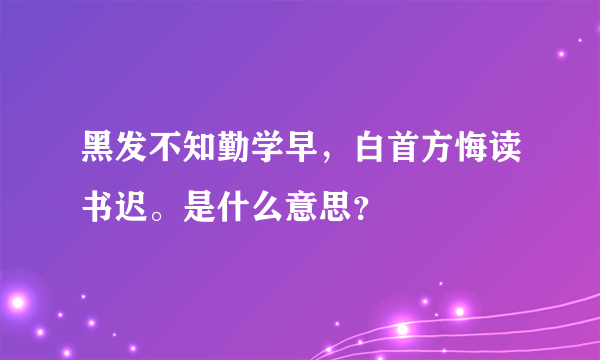 黑发不知勤学早，白首方悔读书迟。是什么意思？