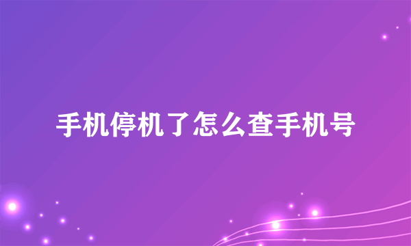 手机停机了怎么查手机号