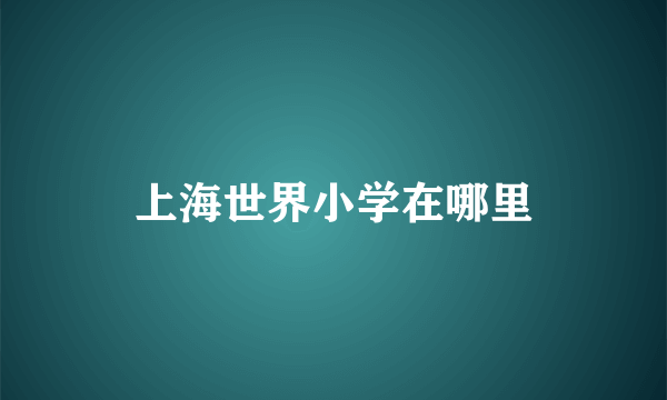 上海世界小学在哪里