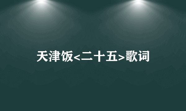 天津饭<二十五>歌词