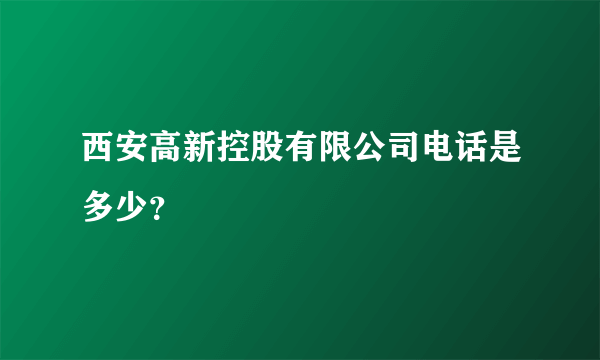 西安高新控股有限公司电话是多少？