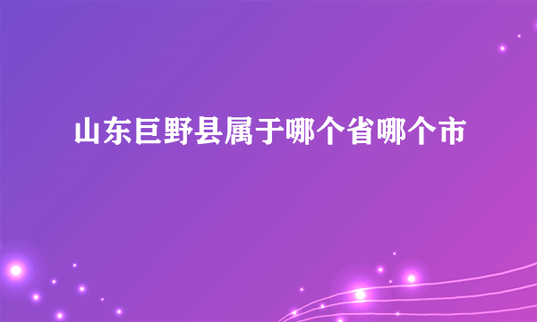 山东巨野县属于哪个省哪个市