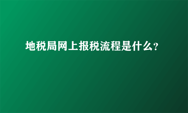 地税局网上报税流程是什么？