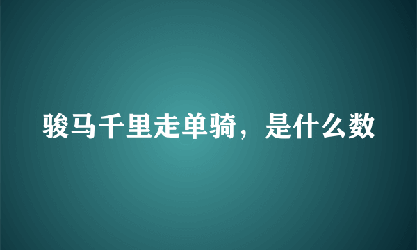 骏马千里走单骑，是什么数