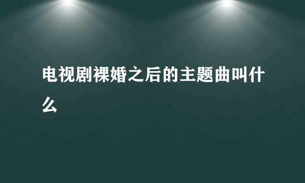 电视剧裸婚之后的主题曲叫什么