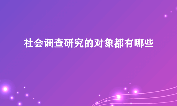 社会调查研究的对象都有哪些