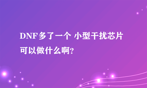 DNF多了一个 小型干扰芯片可以做什么啊？