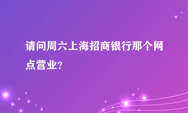 请问周六上海招商银行那个网点营业？