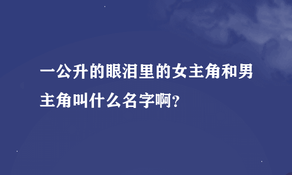 一公升的眼泪里的女主角和男主角叫什么名字啊？