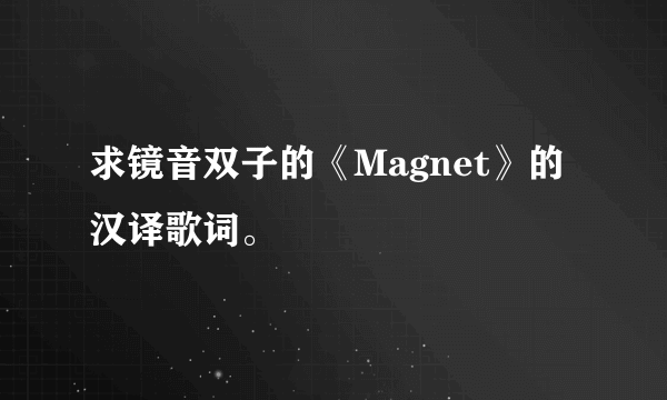 求镜音双子的《Magnet》的汉译歌词。