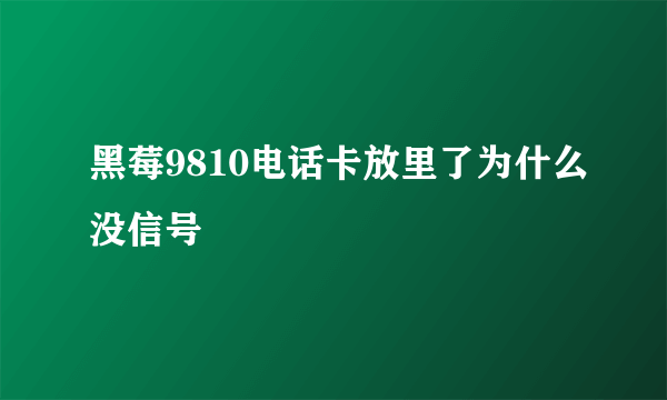 黑莓9810电话卡放里了为什么没信号