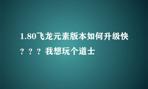 1.80飞龙元素版本如何升级快？？？我想玩个道士