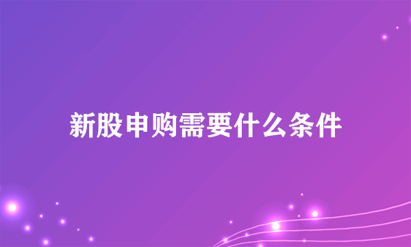 新股申购需要什么条件