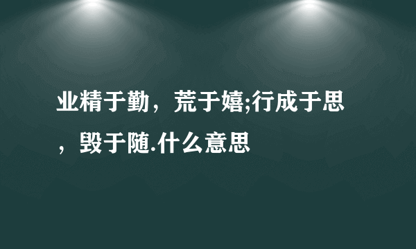 业精于勤，荒于嬉;行成于思，毁于随.什么意思