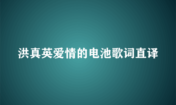 洪真英爱情的电池歌词直译