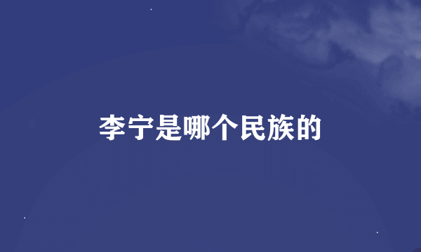 李宁是哪个民族的