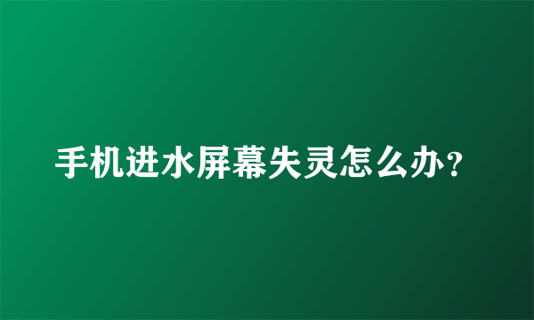 手机进水屏幕失灵怎么办？