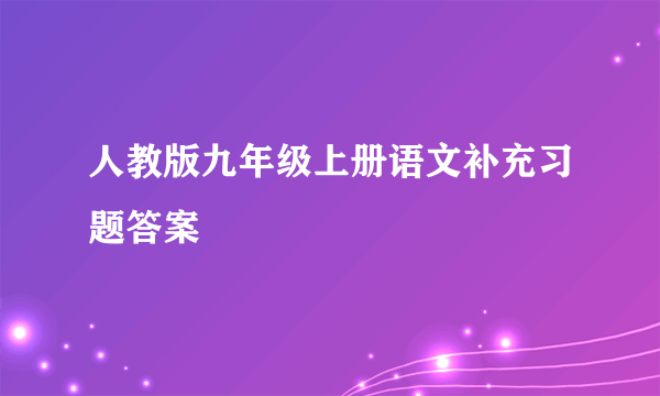 人教版九年级上册语文补充习题答案