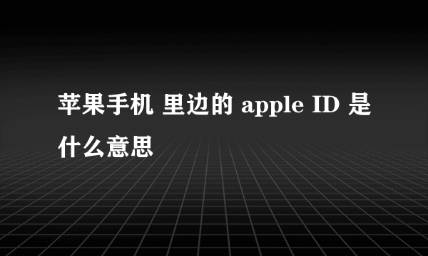 苹果手机 里边的 apple ID 是什么意思