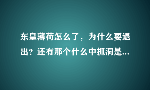 东皇薄荷怎么了，为什么要退出？还有那个什么中抓洞是什么东西???求好人告诉我