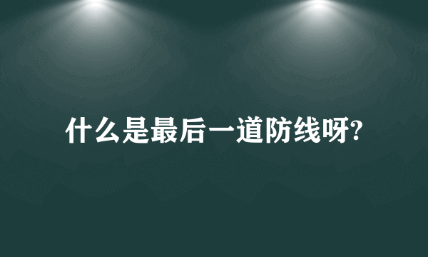 什么是最后一道防线呀?