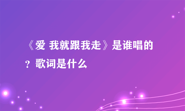 《爱 我就跟我走》是谁唱的？歌词是什么