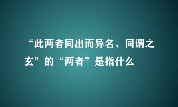 “此两者同出而异名，同谓之玄”的“两者”是指什么