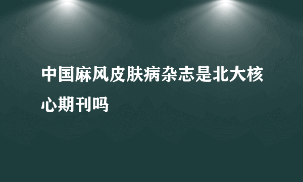 中国麻风皮肤病杂志是北大核心期刊吗