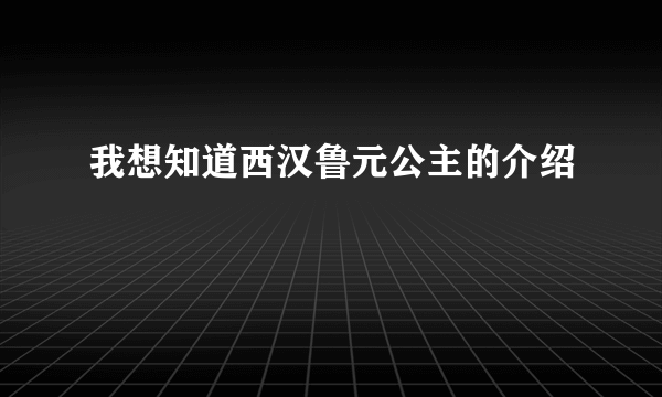 我想知道西汉鲁元公主的介绍