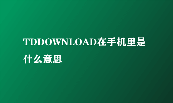 TDDOWNLOAD在手机里是什么意思