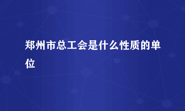 郑州市总工会是什么性质的单位