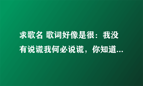 求歌名 歌词好像是很：我没有说谎我何必说谎，你知道的，我缺点之一就是很健忘