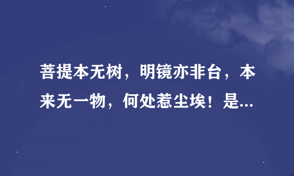 菩提本无树，明镜亦非台，本来无一物，何处惹尘埃！是什么意思？