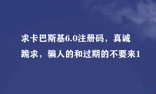 求卡巴斯基6.0注册码，真诚跪求，骗人的和过期的不要来1