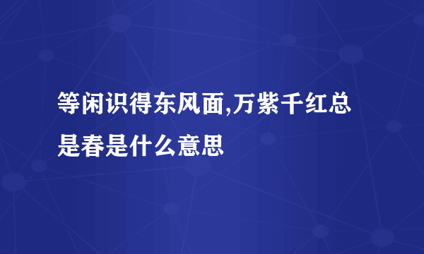 等闲识得东风面,万紫千红总是春是什么意思