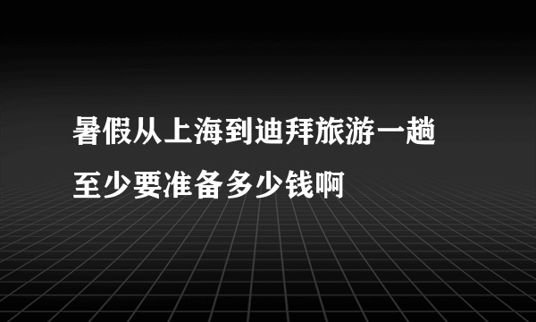 暑假从上海到迪拜旅游一趟 至少要准备多少钱啊