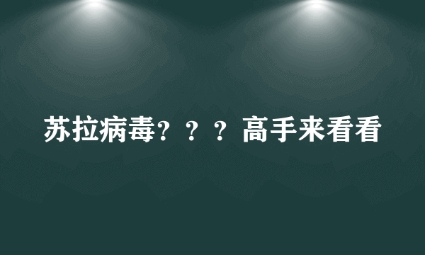 苏拉病毒？？？高手来看看