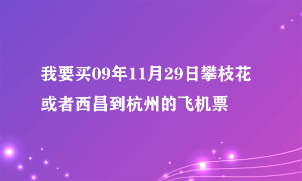 我要买09年11月29日攀枝花或者西昌到杭州的飞机票