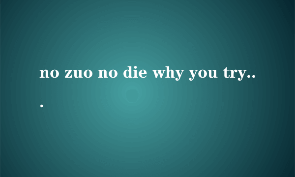 no zuo no die why you try什么意思