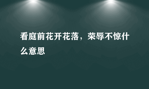 看庭前花开花落，荣辱不惊什么意思