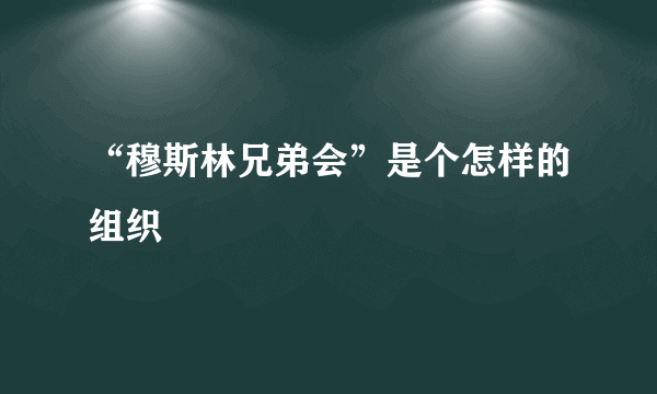 “穆斯林兄弟会”是个怎样的组织