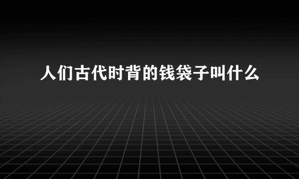 人们古代时背的钱袋子叫什么